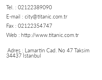 Titanic City Hotel iletiim bilgileri